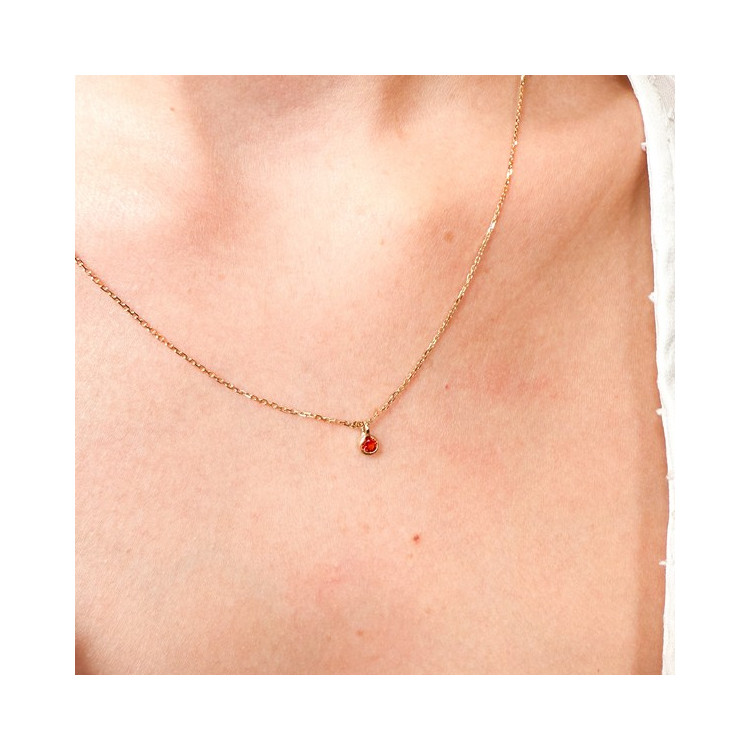 Collier "ÉMOTION" Saphir Orange Or Jaune 750 - 18 carats