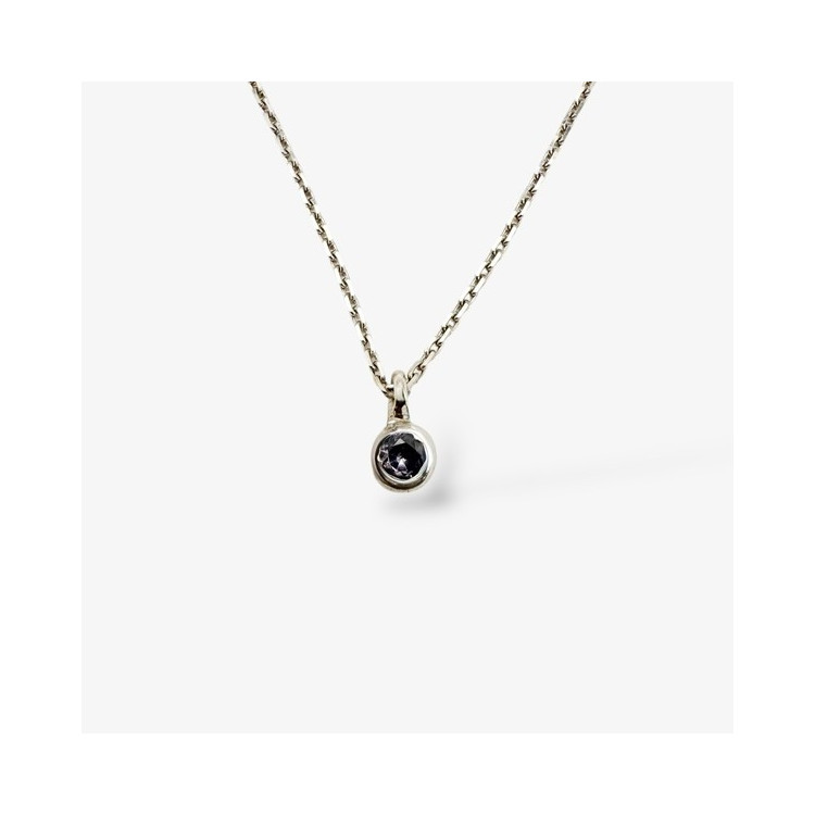 Collier "ÉMOTION" Saphir Violet Or Blanc 750 - 18 carats