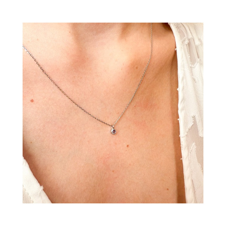 Collier "ÉMOTION" Saphir Violet Or Blanc 750 - 18 carats