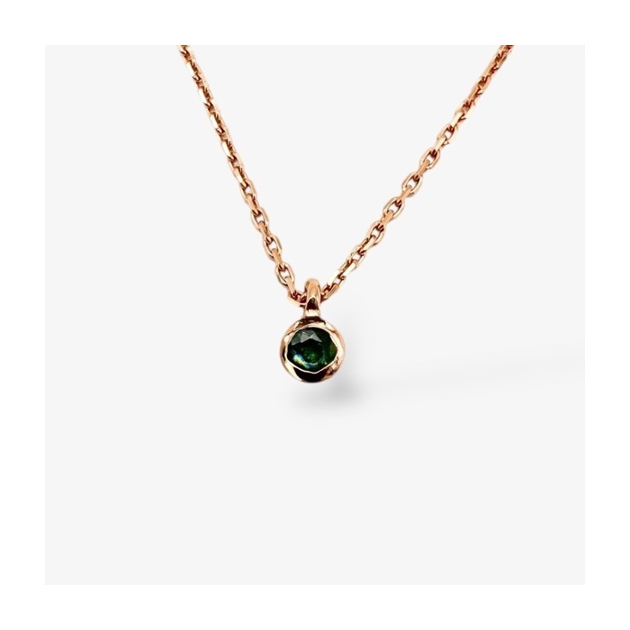 Collier "Emotion" Saphir Vert Or Rose 750 - 18 carats