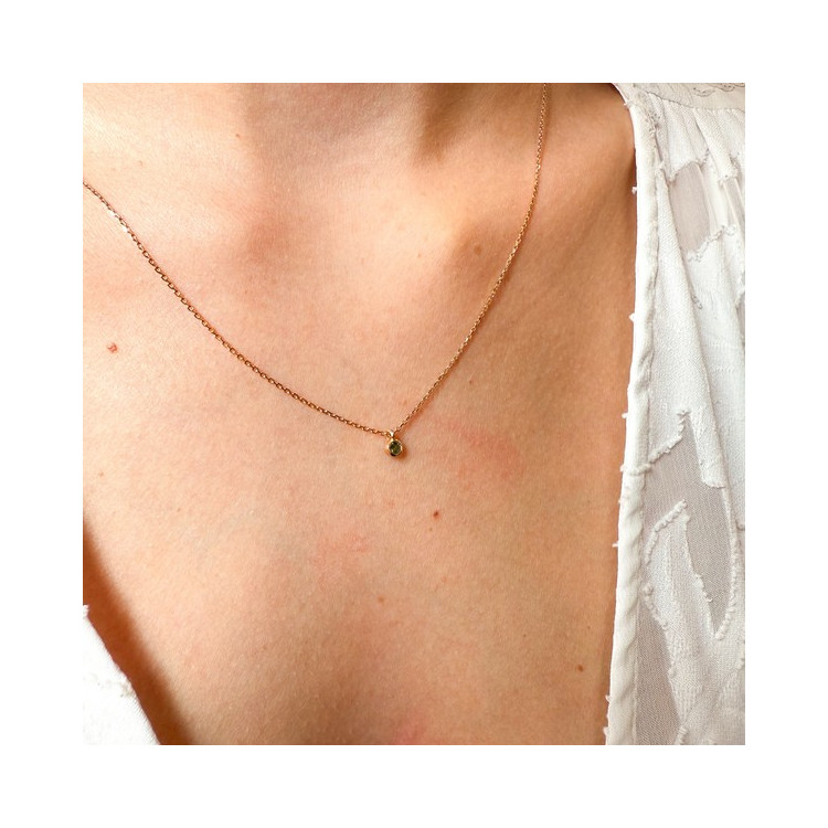 Collier "Emotion" Saphir Vert Or Rose 750 - 18 carats