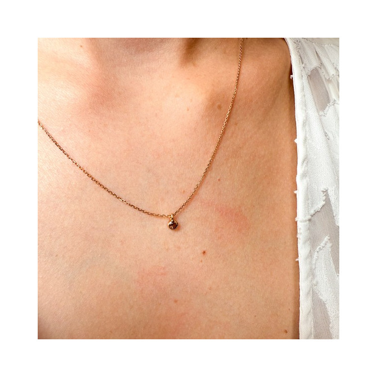 Collier "Emotion" Saphir Marron Or Rose 750 - 18 carats