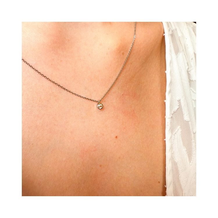 Collier "Emotion" Saphir Jaune Or Blanc 750 - 18 carats