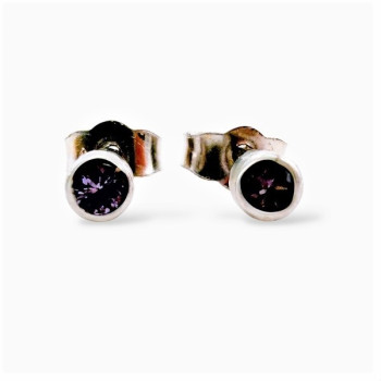 Boucles d'Oreilles Puces "ÉMOTION " Saphir Violet Or Blanc 750 - 18 carats