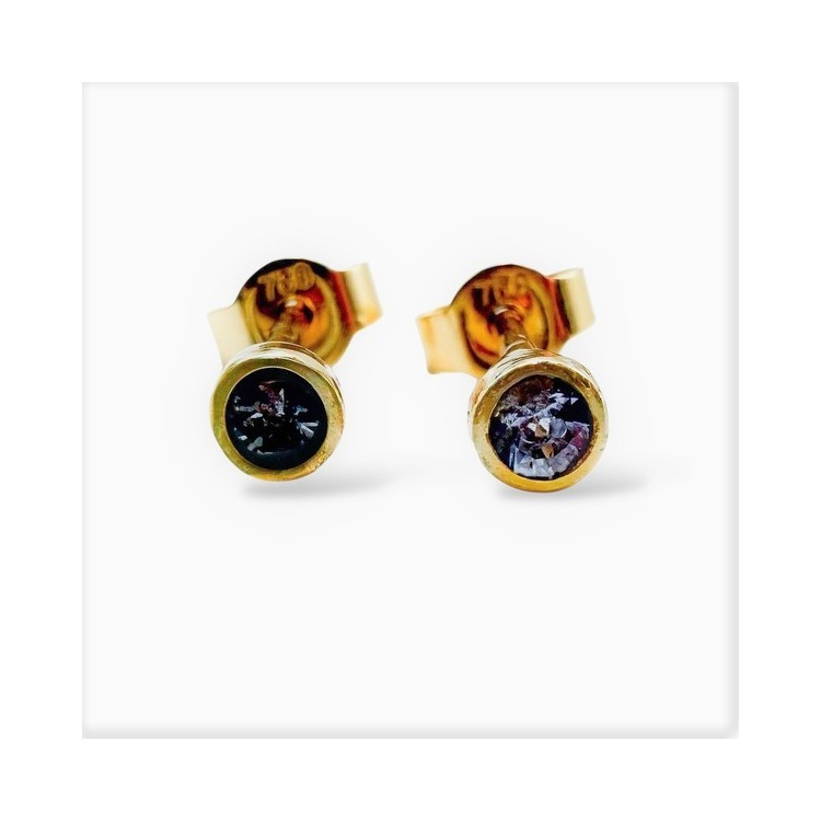 Boucles d'Oreilles Puces "ÉMOTION " Saphir Bleu Clair Or Jaune 750 - 18 carats