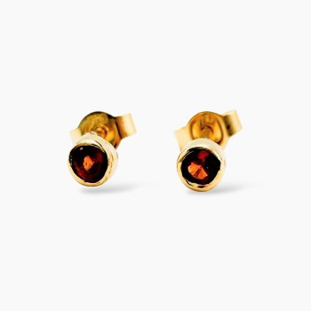Boucles d'Oreilles Puces "ÉMOTION " Saphir Orange Or Jaune 750 - 18 carats