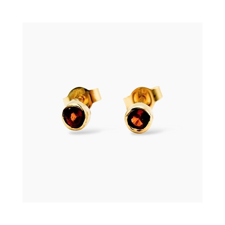Boucles d'Oreilles Puces "ÉMOTION " Saphir Orange Or Jaune 750 - 18 carats