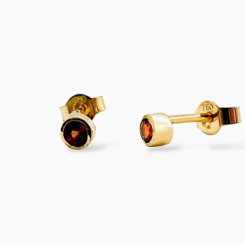 Boucles d'Oreilles Puces "ÉMOTION " Saphir Orange Or Jaune 750 - 18 carats