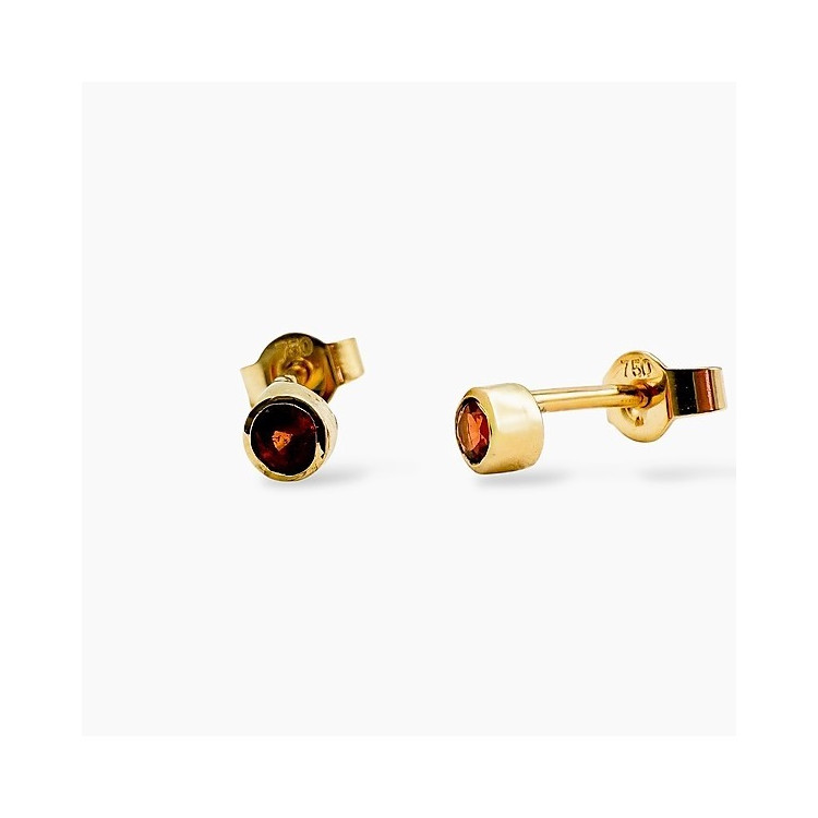 Boucles d'Oreilles Puces "ÉMOTION " Saphir Orange Or Jaune 750 - 18 carats
