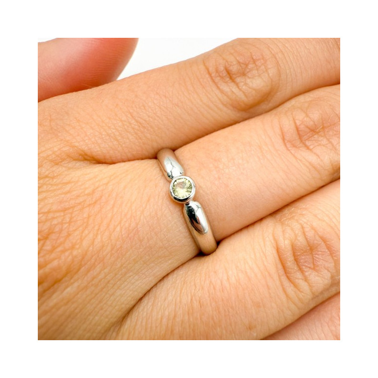 Bague "Emotion" Saphir Jaune Or Blanc 750 - 18 carats
