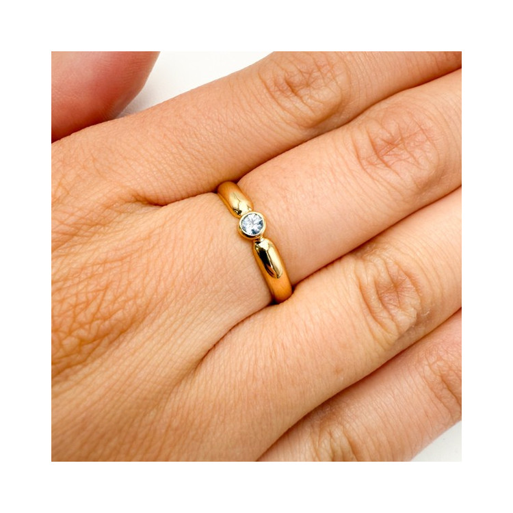 Bague "Emotion" Saphir Bleu clair Or Jaune 750 - 18 carats