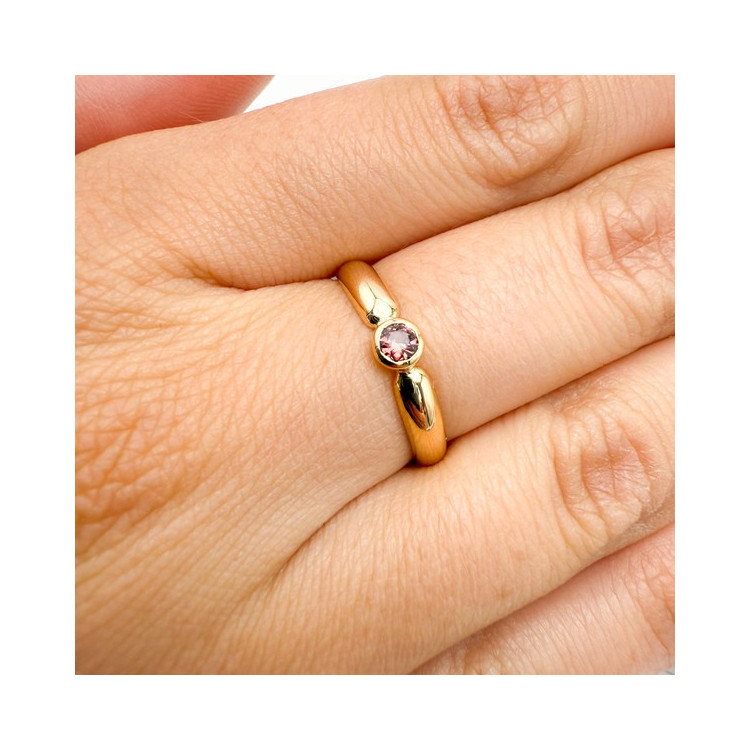 Bague "Emotion" Saphir Rose Or Jaune 750 - 18 carats