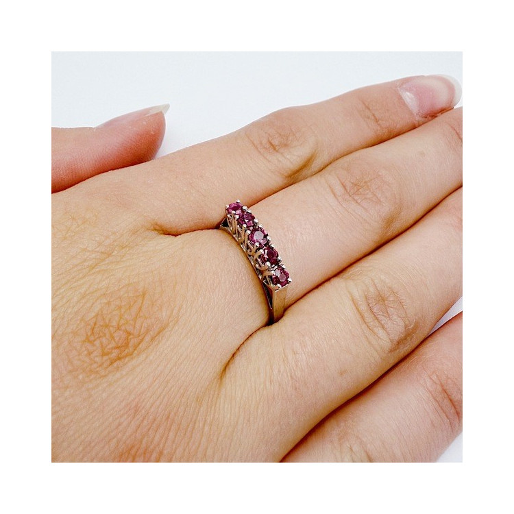Bague Rubis  Or blanc 750 - 18 carats (Bijou d'Occasion)