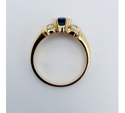 Bague Saphir et Diamants Or Jaune 750 - 18 carats (Bijou d'occasion)