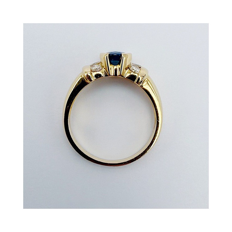 Bague Saphir et Diamants Or Jaune 750 - 18 carats (Bijou d'occasion)