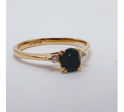 Bague Emeraude et Diamants Or Jaune 750 - 18 carats (Bijou d'occasion)