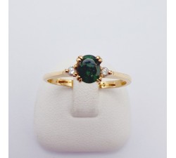 Bague Emeraude et Diamants Or Jaune 750 - 18 carats (Bijou d'occasion)
