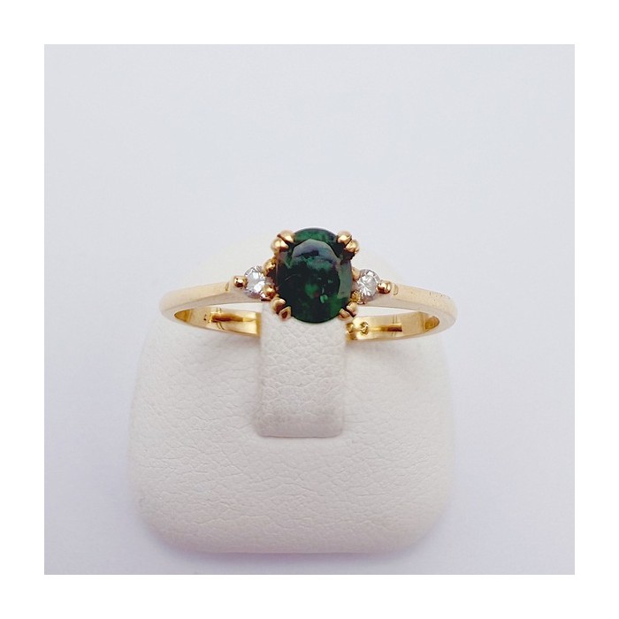 Bague Emeraude et Diamants Or Jaune 750 - 18 carats (Bijou d'occasion) Bague Emeraude et Diamants Or Jaune 750 - 18 carats (Bijou d'occasion)