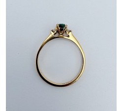 Bague Emeraude et Diamants Or Jaune 750 - 18 carats (Bijou d'occasion)