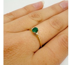 Bague Emeraude et Diamants Or Jaune 750 - 18 carats (Bijou d'occasion)