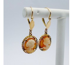 Boucles d'oreilles Dormeuses Camée Or Jaune 750 - 18 carats (Bijou Occasion)