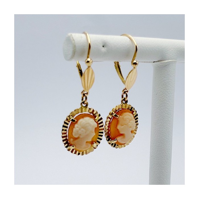 Boucles d'oreilles Dormeuses Camée Or Jaune 750 - 18 carats (Bijou Occasion) Boucles d'oreilles Dormeuses Camée Or Jaune 750 - 18 carats (Bijou Occasion)