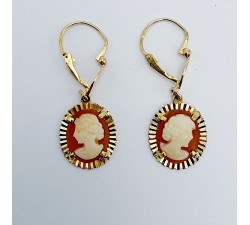 Boucles d'oreilles Dormeuses Camée Or Jaune 750 - 18 carats (Bijou Occasion)