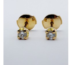 Boucles d'oreilles Puces Diamants 2 x 0.07 ct Or Jaune 750 - 18 carats (Bijou Occasion)