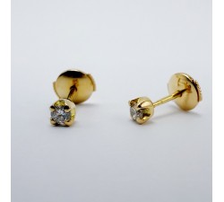 Boucles d'oreilles Puces Diamants 2 x 0.07 ct Or Jaune 750 - 18 carats (Bijou Occasion)