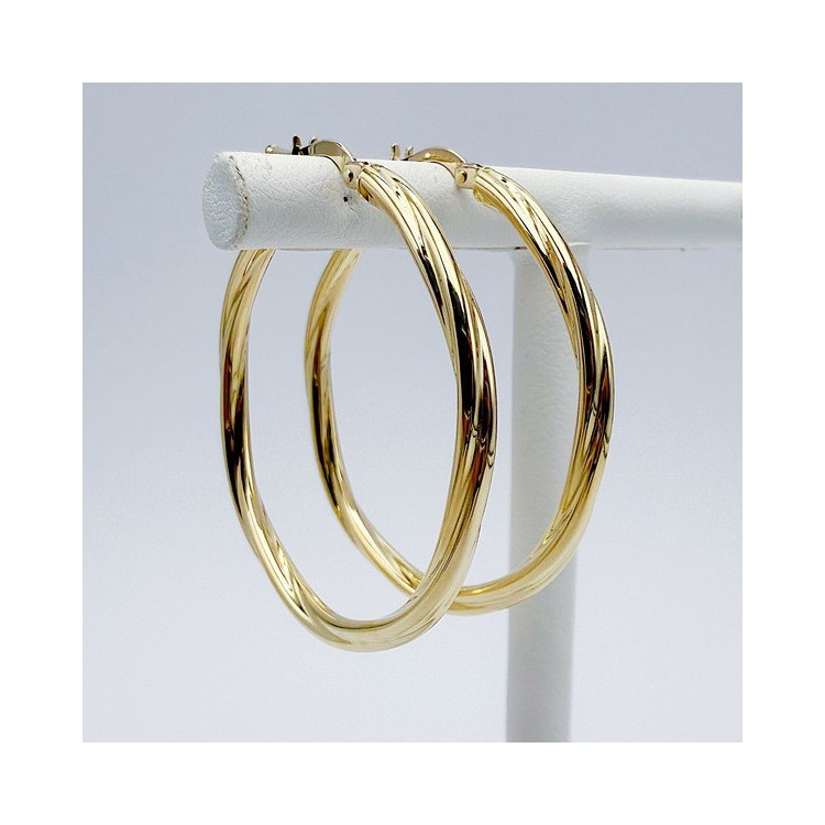 Créoles Torsadées Moyen Modèle Or Jaune 750 - 18 carats