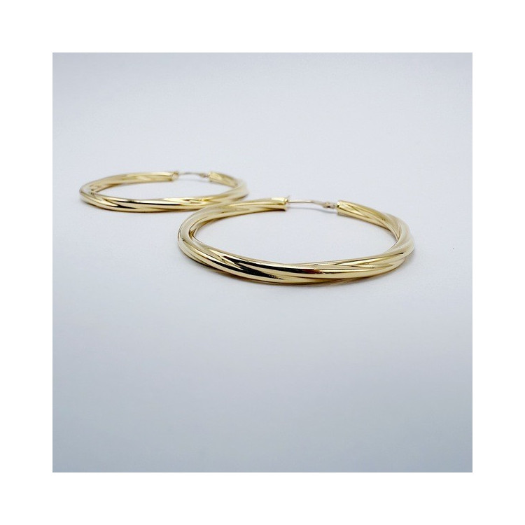 Créoles Torsadées Moyen Modèle Or Jaune 750 - 18 carats