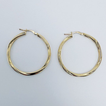 Créoles Torsadées Moyen Modèle Or Jaune 750 - 18 carats