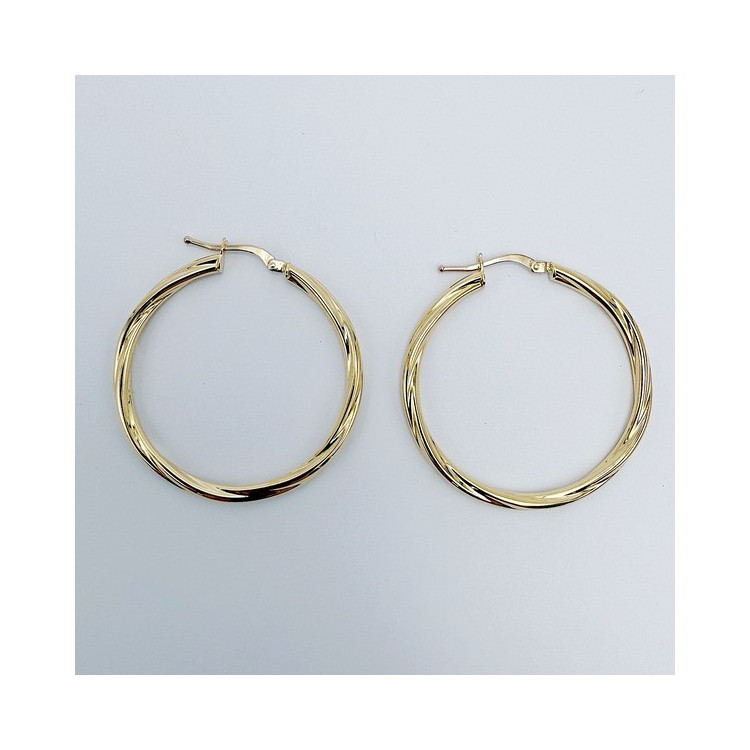Créoles Torsadées Moyen Modèle Or Jaune 750 - 18 carats