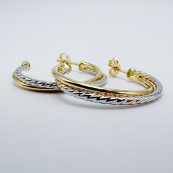 Demi Créoles Torsadées Bicolores Or 750 - 18 carats