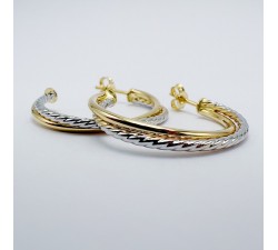 Demi Créoles Torsadées Bicolores Or 750 - 18 carats