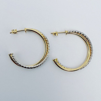 Demi Créoles Torsadées Bicolores Or 750 - 18 carats