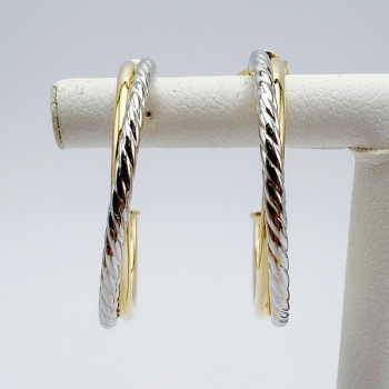 Demi Créoles Torsadées Bicolores Or 750 - 18 carats