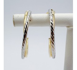 Demi Créoles Torsadées Bicolores Or 750 - 18 carats