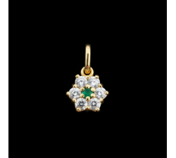 Pendentif "Lady Romantique" Emeraude Diamants Or Jaune 750 - 18 carats