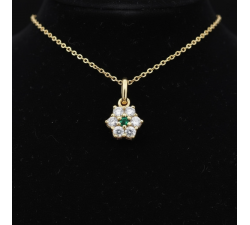 Pendentif "Lady Romantique" Emeraude Diamants Or Jaune 750 - 18 carats