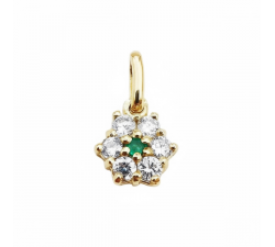 Pendentif "Lady Romantique" Emeraude Diamants Or Jaune 750 - 18 carats