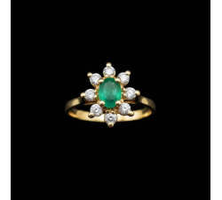 Bague "Little Lady" Emeraude Diamants Or Jaune 750 - 18 carats