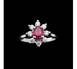 Bague "Little Lady" Rubis Diamants Or Blanc 750 - 18 carats
