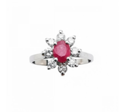 Bague "Little Lady" Rubis Diamants Or Blanc 750 - 18 carats
