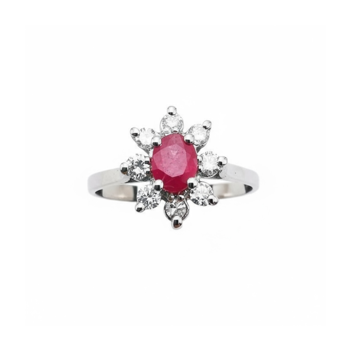 Bague "Little Lady" Rubis Diamants Or Blanc 750 - 18 carats