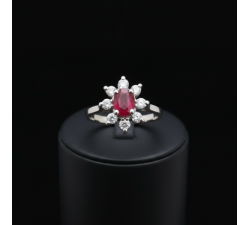 Bague "Little Lady" Rubis Diamants Or Blanc 750 - 18 carats