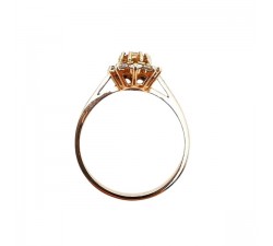 Bague "Lady" Saphir Champagne entourage Diamants Or Rose 750 - 18 carats