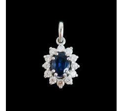 Pendentif "Madame Lady" Saphir Diamants Or Blanc 750 - 18 carats