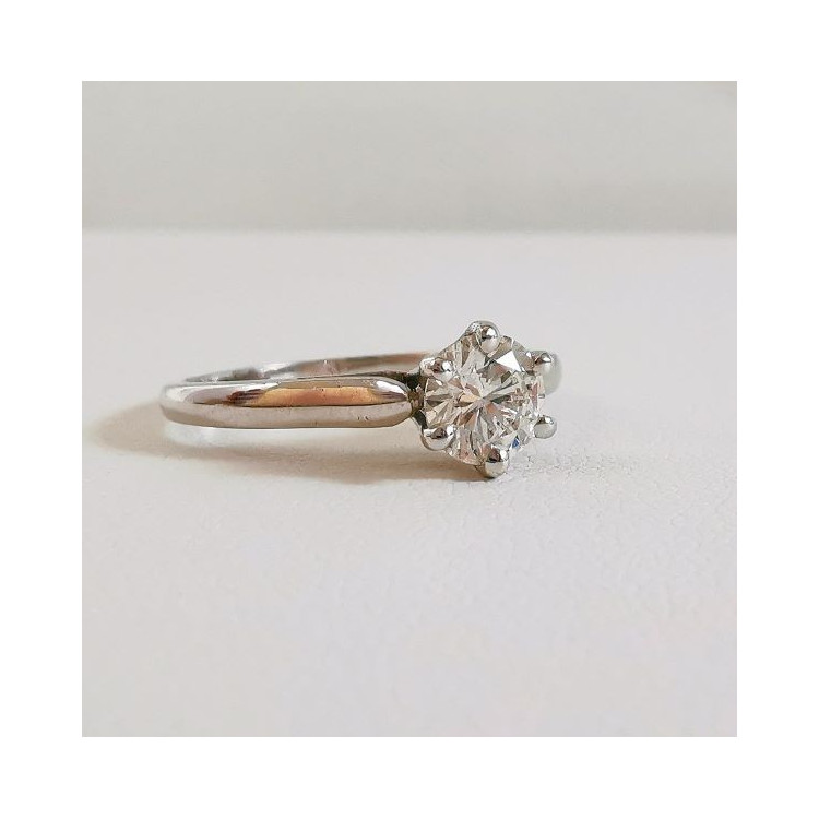 Bague Solitaire Diamant 0.76ct Or blanc 750 - 18 carats