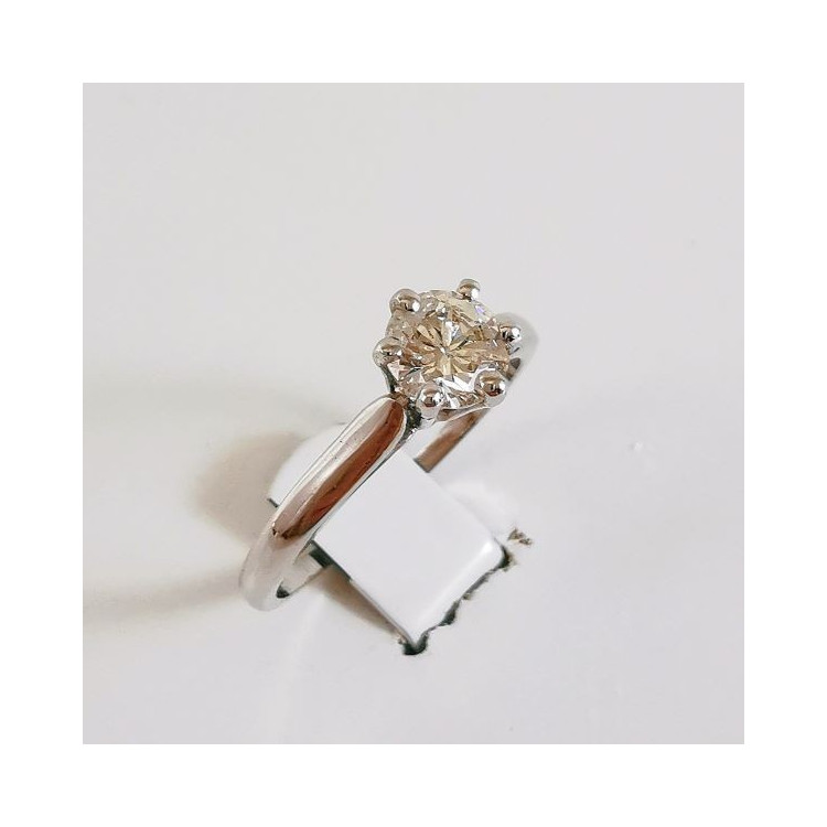 Bague Solitaire Diamant 0.76ct Or blanc 750 - 18 carats